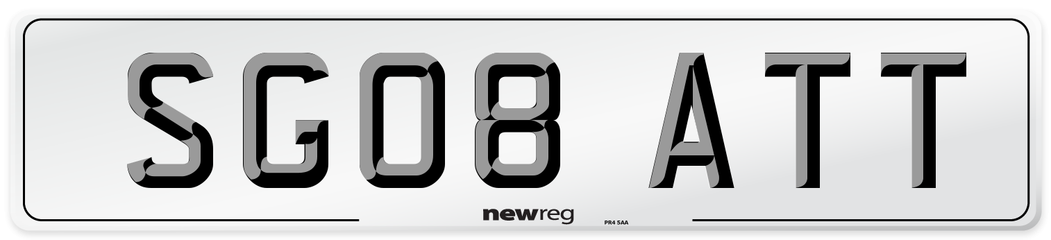 SG08 ATT Number Plate from New Reg
